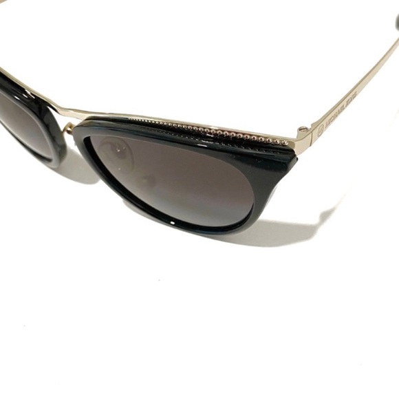 MICHAEL KORS MK 1065 Black Cat Eye Sunglasses With Gold Studded Trim NWT - Picture 7 of 14